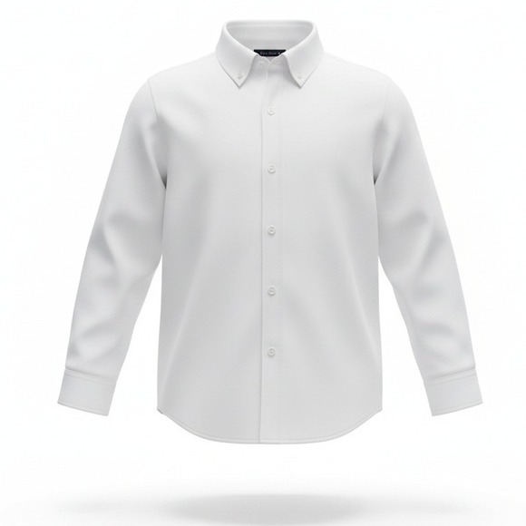 Lands End Boys White Long Sleeve Button Down Shirt School Uniform Size 12 - Picture 1 of 9